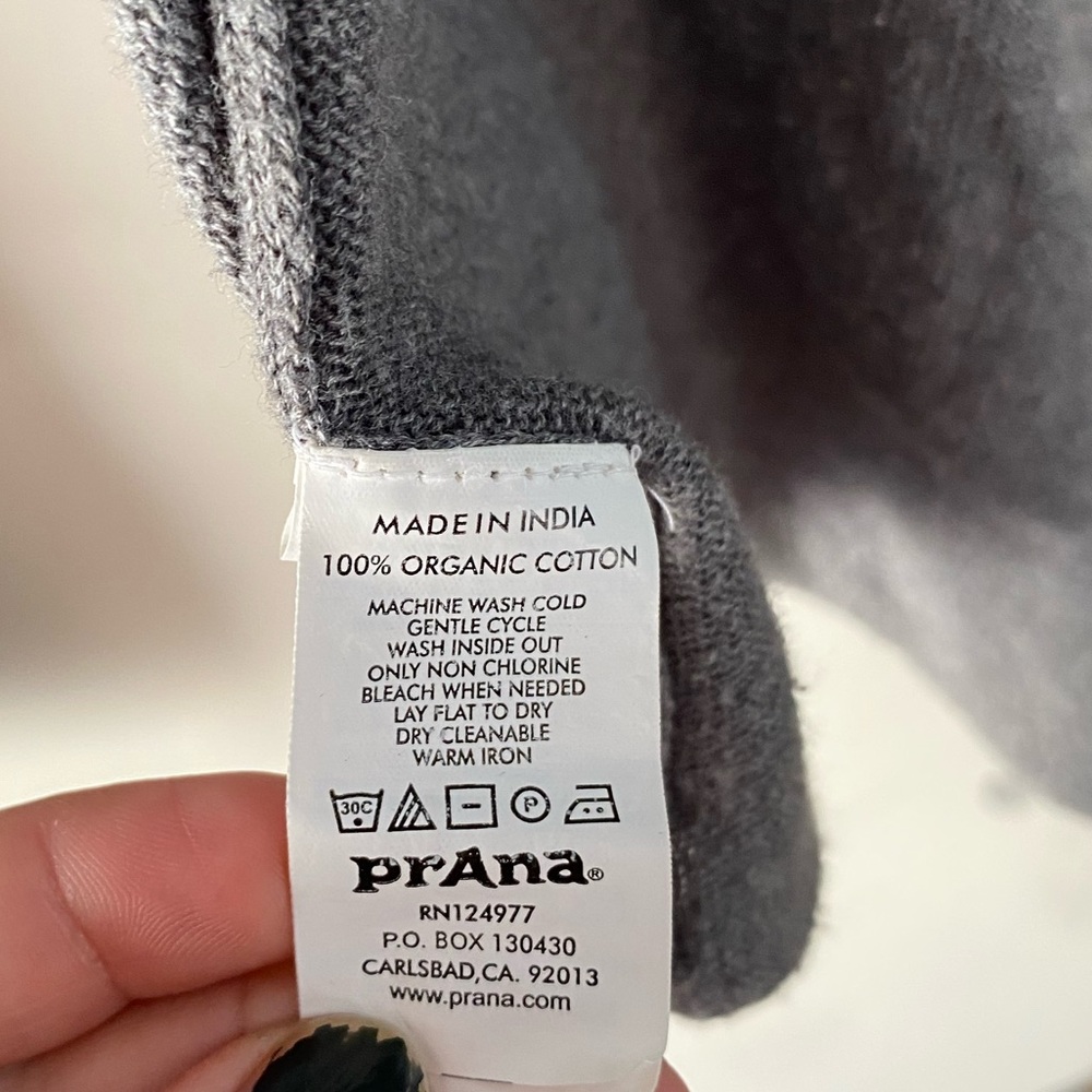 PrAna Georgia Wrap Cardigan Charcoal Grey Organic Cotton Open Front Sweater M - Picture 9 of 11